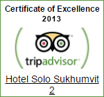 Tripadvisor Certificate of Excellence 2013, awarded to Hotel Solo Sukhumvit 2